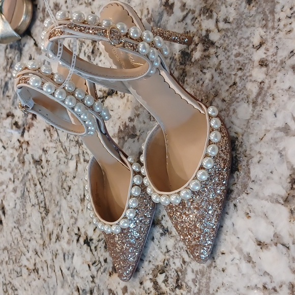Antonio Melani x Nicola Bathie Bebe Ankle Strap Glitter Pearl Detail Multi Size - Picture 1 of 15